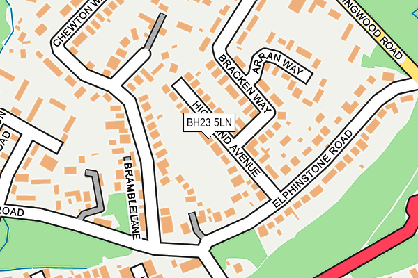 BH23 5LN map - OS OpenMap – Local (Ordnance Survey)