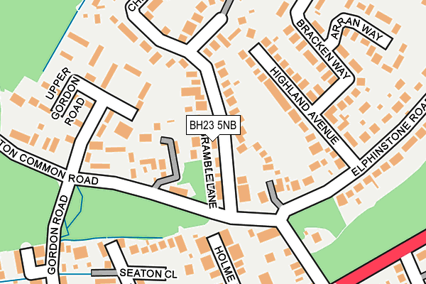 BH23 5NB map - OS OpenMap – Local (Ordnance Survey)