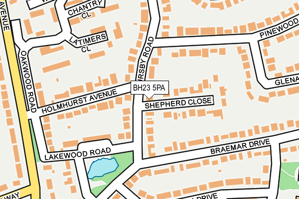 BH23 5PA map - OS OpenMap – Local (Ordnance Survey)
