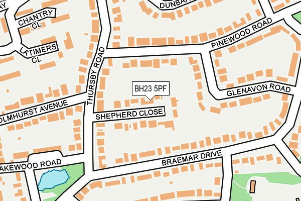 BH23 5PF map - OS OpenMap – Local (Ordnance Survey)