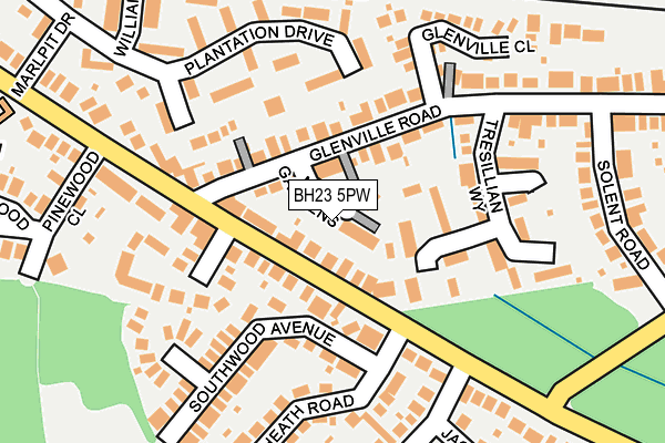 BH23 5PW map - OS OpenMap – Local (Ordnance Survey)