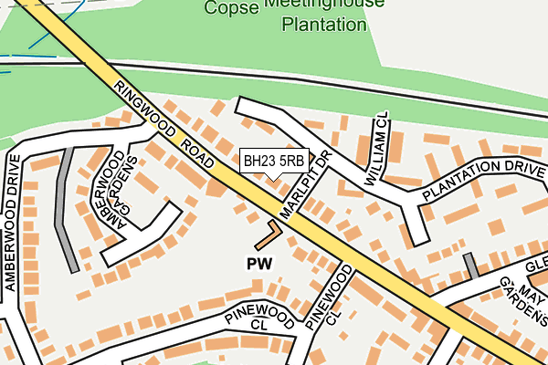 BH23 5RB map - OS OpenMap – Local (Ordnance Survey)