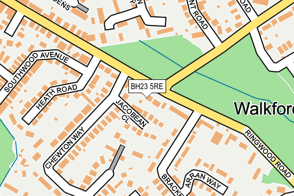 BH23 5RE map - OS OpenMap – Local (Ordnance Survey)