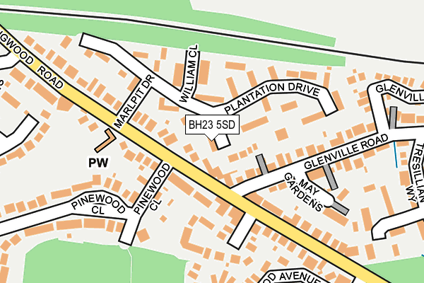 BH23 5SD map - OS OpenMap – Local (Ordnance Survey)