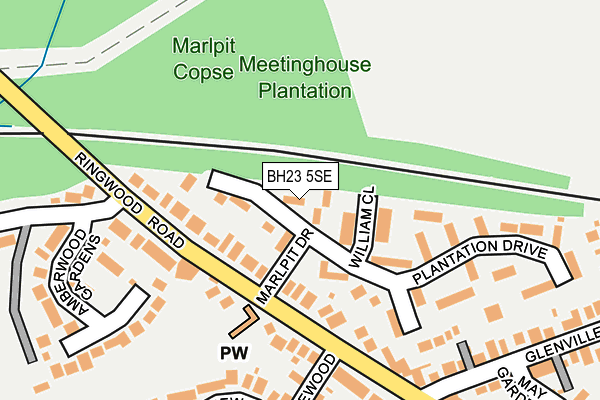 BH23 5SE map - OS OpenMap – Local (Ordnance Survey)