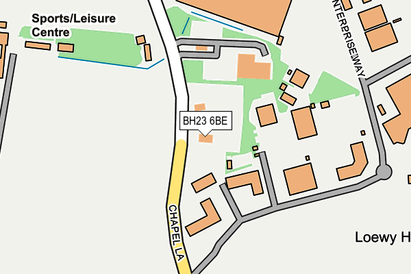 BH23 6BE map - OS OpenMap – Local (Ordnance Survey)