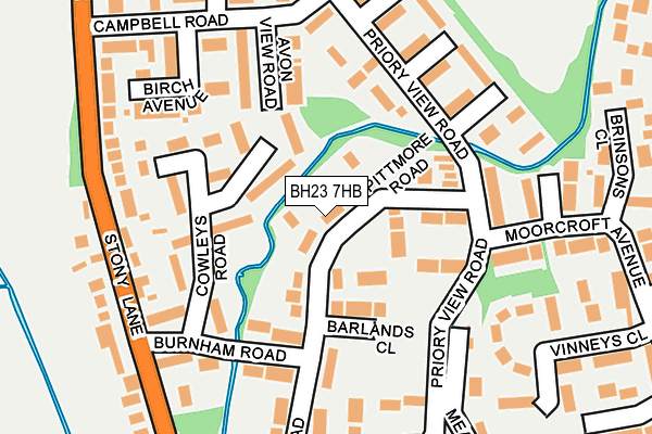 BH23 7HB map - OS OpenMap – Local (Ordnance Survey)