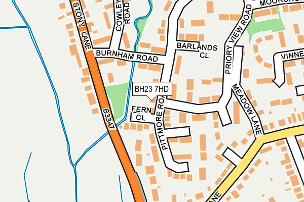 BH23 7HD map - OS OpenMap – Local (Ordnance Survey)