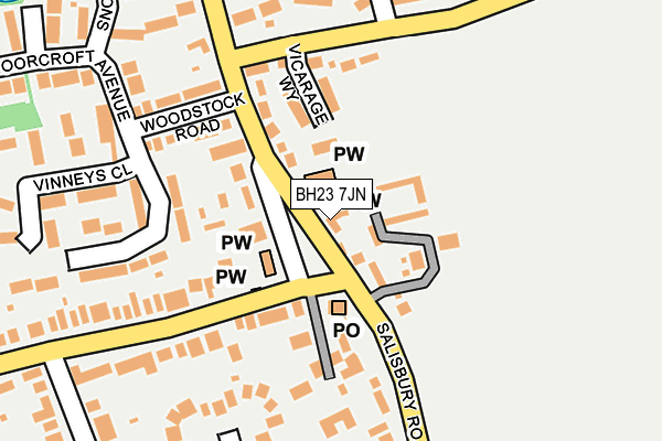 BH23 7JN map - OS OpenMap – Local (Ordnance Survey)
