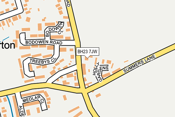 BH23 7JW map - OS OpenMap – Local (Ordnance Survey)
