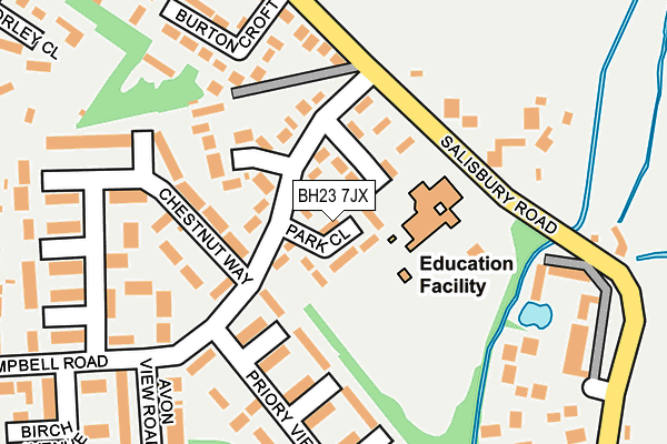 BH23 7JX map - OS OpenMap – Local (Ordnance Survey)