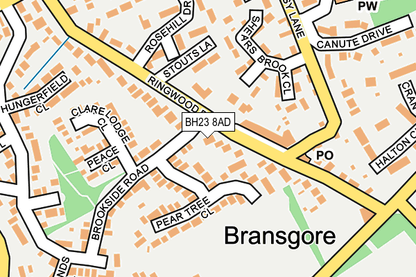 BH23 8AD map - OS OpenMap – Local (Ordnance Survey)
