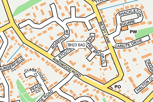 BH23 8AG map - OS OpenMap – Local (Ordnance Survey)