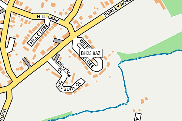 BH23 8AZ map - OS OpenMap – Local (Ordnance Survey)