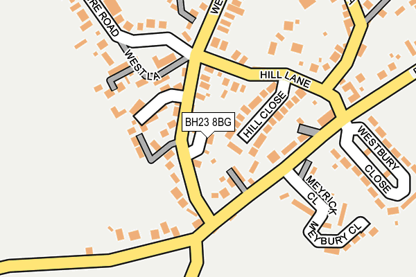 BH23 8BG map - OS OpenMap – Local (Ordnance Survey)