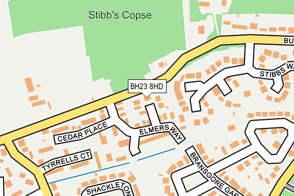 BH23 8HD map - OS OpenMap – Local (Ordnance Survey)
