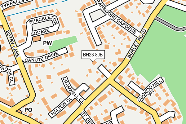 BH23 8JB map - OS OpenMap – Local (Ordnance Survey)