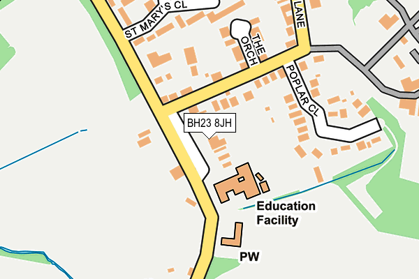 BH23 8JH map - OS OpenMap – Local (Ordnance Survey)