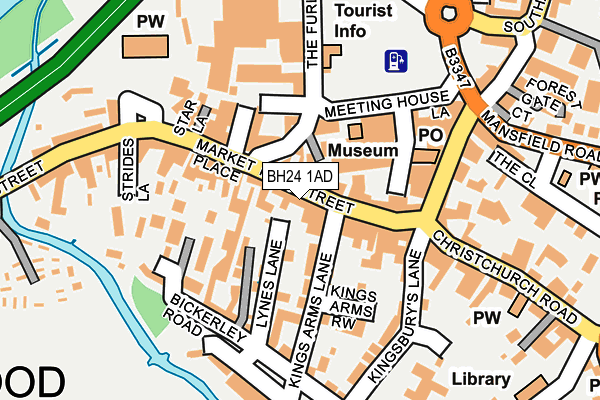 BH24 1AD map - OS OpenMap – Local (Ordnance Survey)