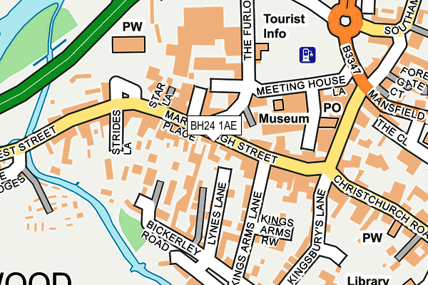 BH24 1AE map - OS OpenMap – Local (Ordnance Survey)