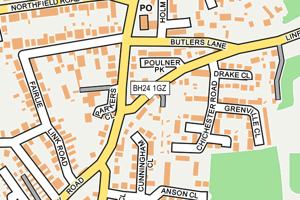 BH24 1GZ map - OS OpenMap – Local (Ordnance Survey)