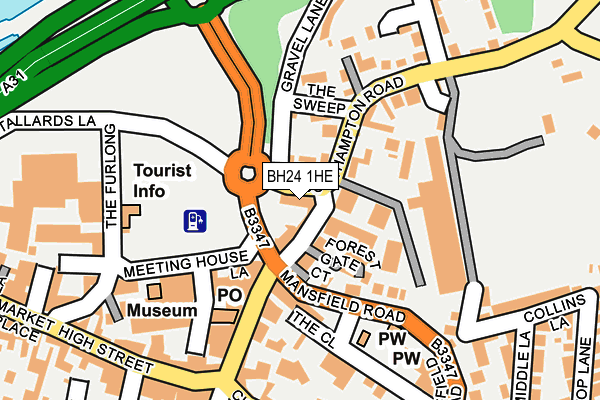 BH24 1HE map - OS OpenMap – Local (Ordnance Survey)