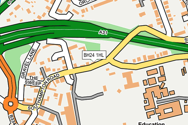 BH24 1HL map - OS OpenMap – Local (Ordnance Survey)