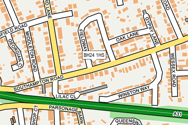 BH24 1HS map - OS OpenMap – Local (Ordnance Survey)