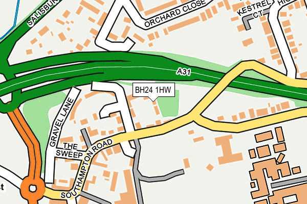 BH24 1HW map - OS OpenMap – Local (Ordnance Survey)