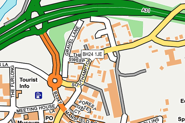 BH24 1JE map - OS OpenMap – Local (Ordnance Survey)