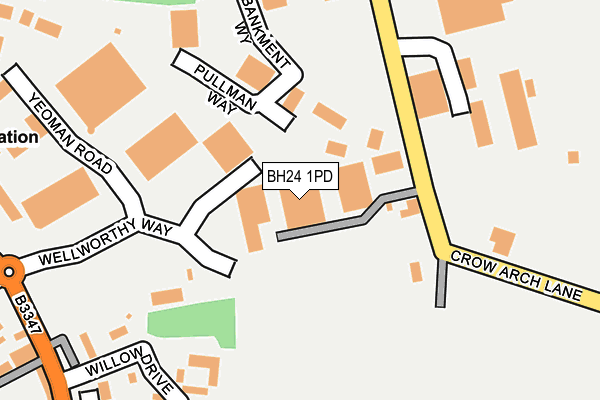 BH24 1PD map - OS OpenMap – Local (Ordnance Survey)