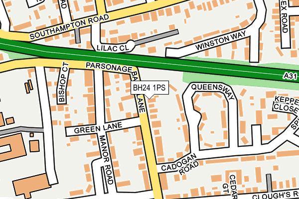 BH24 1PS map - OS OpenMap – Local (Ordnance Survey)