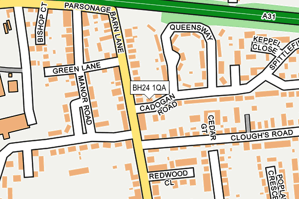 BH24 1QA map - OS OpenMap – Local (Ordnance Survey)