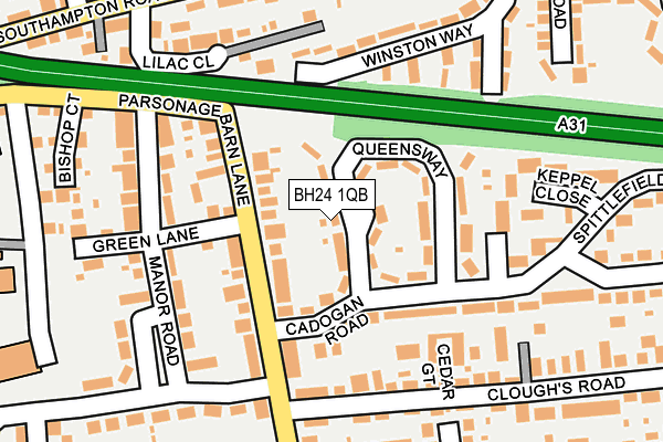 BH24 1QB map - OS OpenMap – Local (Ordnance Survey)