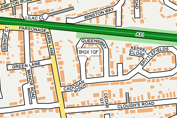 BH24 1QF map - OS OpenMap – Local (Ordnance Survey)