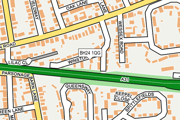 BH24 1QG map - OS OpenMap – Local (Ordnance Survey)
