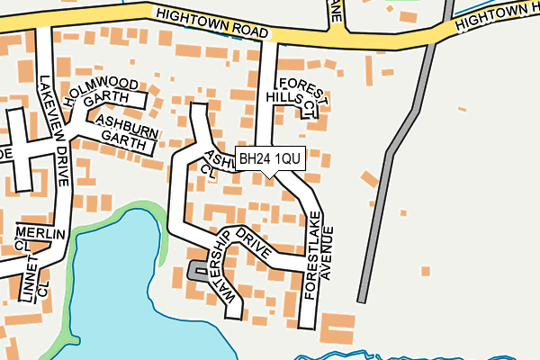 BH24 1QU map - OS OpenMap – Local (Ordnance Survey)
