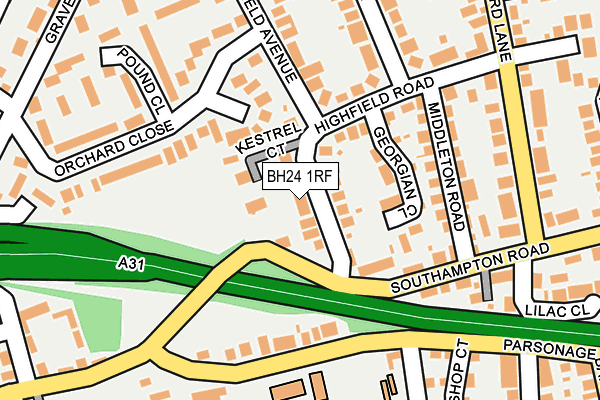 BH24 1RF map - OS OpenMap – Local (Ordnance Survey)