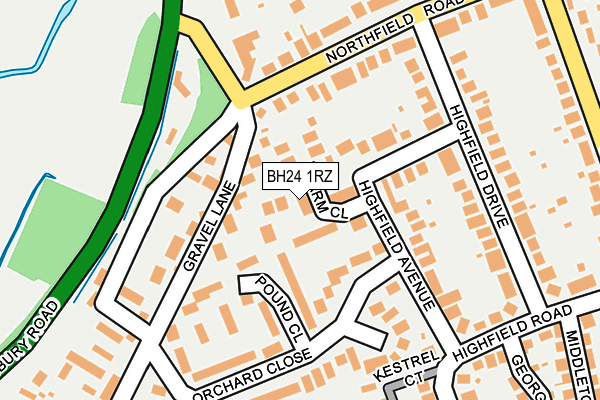 BH24 1RZ map - OS OpenMap – Local (Ordnance Survey)