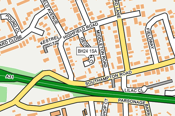BH24 1SA map - OS OpenMap – Local (Ordnance Survey)