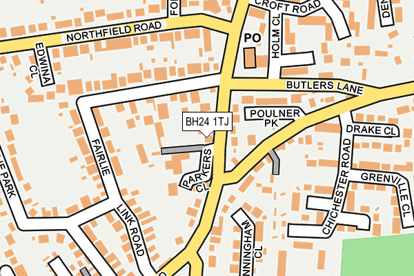 BH24 1TJ map - OS OpenMap – Local (Ordnance Survey)
