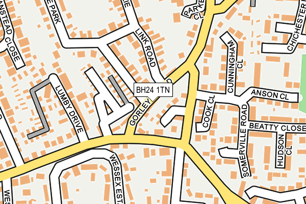BH24 1TN map - OS OpenMap – Local (Ordnance Survey)