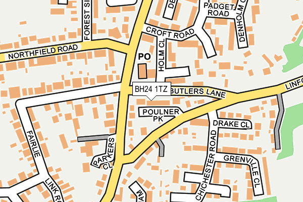 BH24 1TZ map - OS OpenMap – Local (Ordnance Survey)