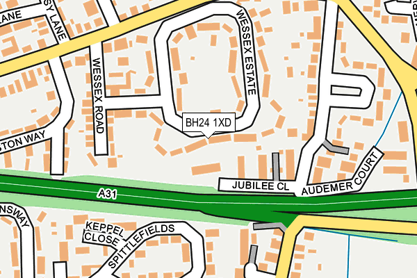 BH24 1XD map - OS OpenMap – Local (Ordnance Survey)