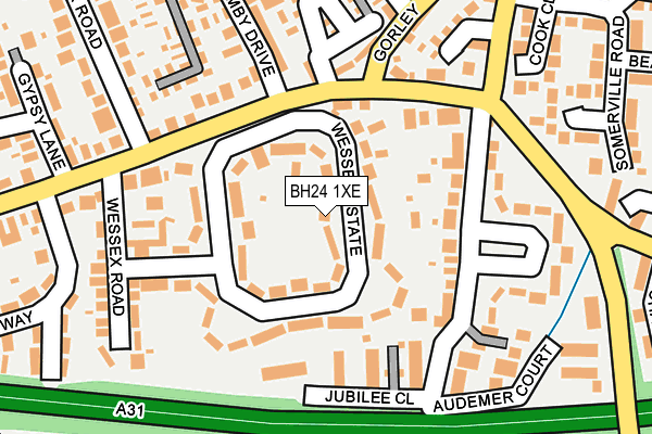 BH24 1XE map - OS OpenMap – Local (Ordnance Survey)