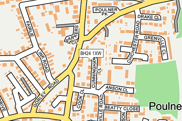 BH24 1XW map - OS OpenMap – Local (Ordnance Survey)