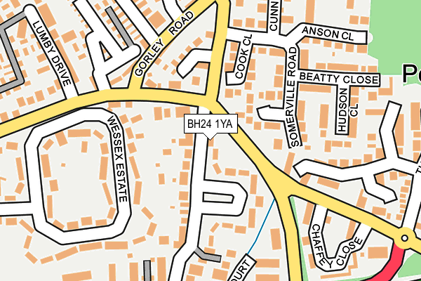BH24 1YA map - OS OpenMap – Local (Ordnance Survey)