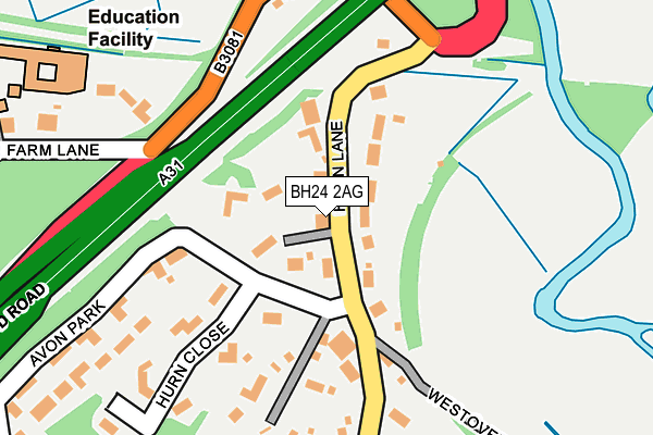 BH24 2AG map - OS OpenMap – Local (Ordnance Survey)