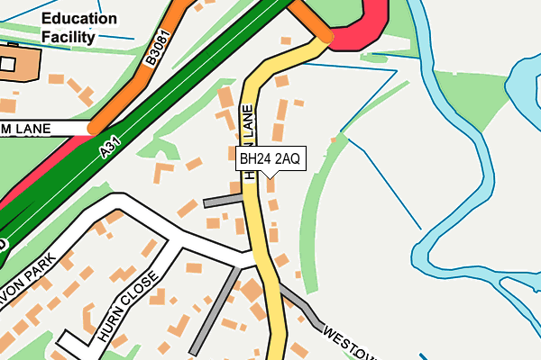 BH24 2AQ map - OS OpenMap – Local (Ordnance Survey)