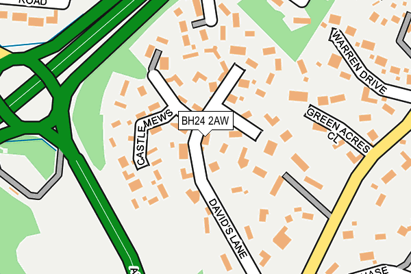 BH24 2AW map - OS OpenMap – Local (Ordnance Survey)